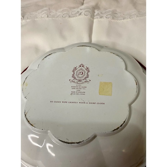 Vintage 1971 Daher Decorated Ware Orange Floral Tin Round Tray Made in England - Picture 4 of 8